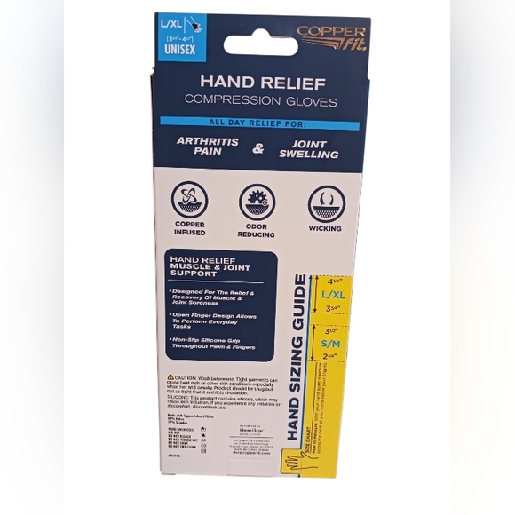 NIB COPPER FIT COPPER INFUSED COMPRESSION GLOVES SIZE L - XL - Picture 2 of 4